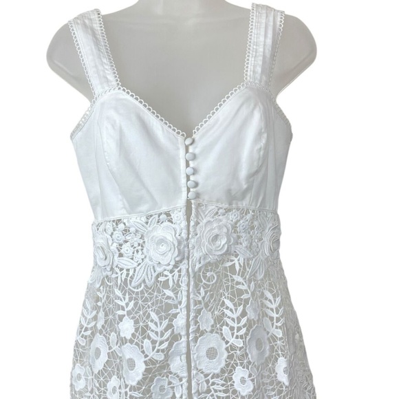 Guess Jolene White Lace Button Front Duster XS Top Tunic Empire Waist - Picture 8 of 12